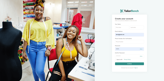 TailorBench Registration